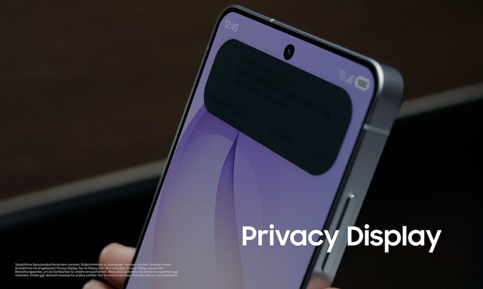 Das Samsung Galaxy S26 Ultra schützt Ihre Privatsphäre mit dem Privacy Display