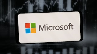 Smartphone mit Microsoft Text und Logo