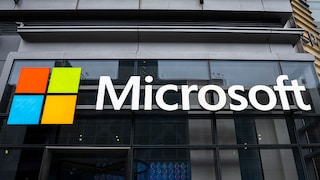 Microsoft Logo an Hauswand
