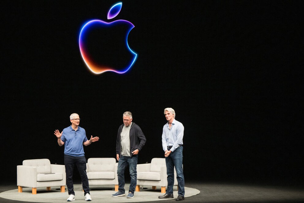 Cook, Giannandrea, and Federighi at WWDC 2024