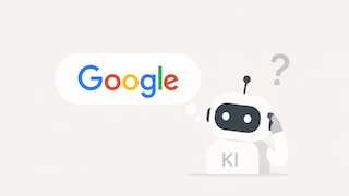 Roboter und Google-Schriftzug