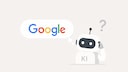 Roboter und Google-Schriftzug