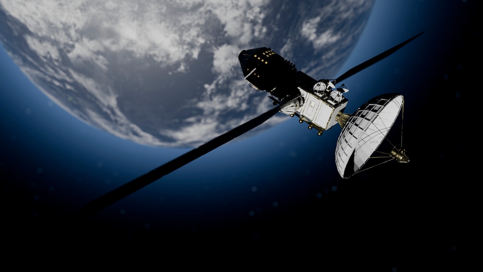 Satellit vor der Erde