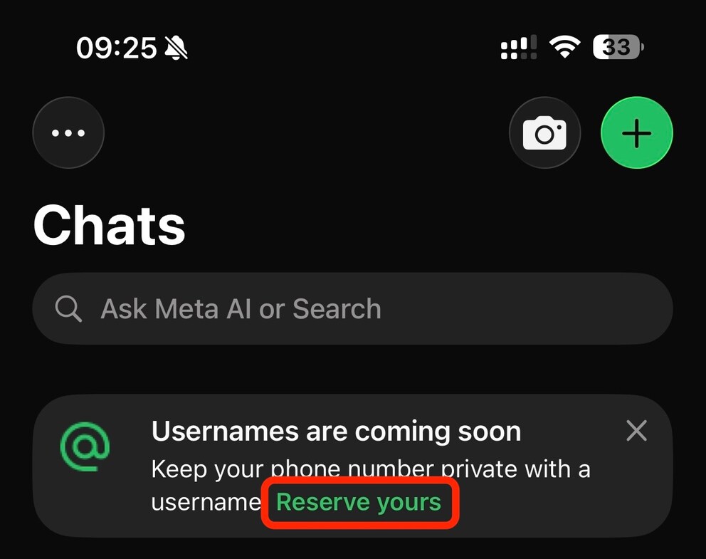 Reserve WhatsApp Username Step 1