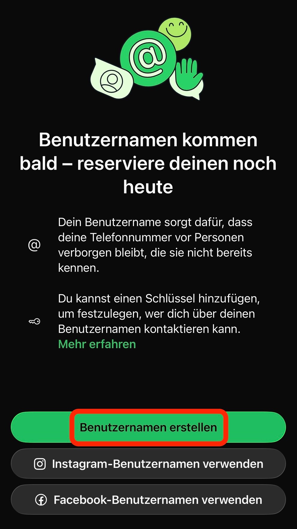 Reserve WhatsApp Username Step 3