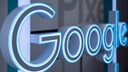 Blaues neon Google-Logo