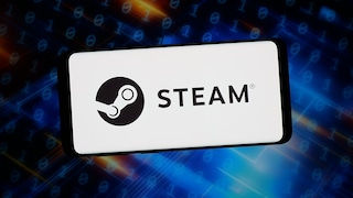 Smartphone mit Steam-Logo.