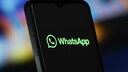 Smartphone zeigt WhatsApp-Logo und -Schrift