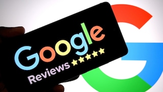 Grafik für Google-Rezensionen auf einem Smartphone