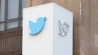 Twitter-Blauvogel am HQ in San Francisco