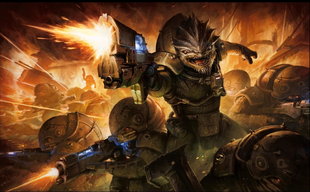 Mass Effect artwork showing the krogan civil war. Image credit: BioWare.