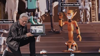 Nvidia-CEO Jensen Huang spielte auf der GTC 2026 mit KI-Robos
