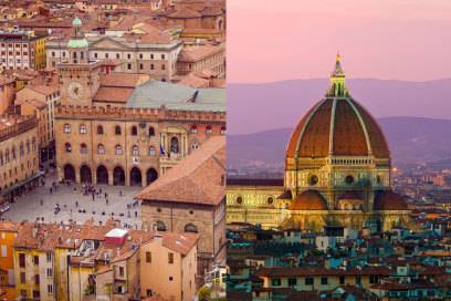 Bologna (links) und Florenz (rechts)