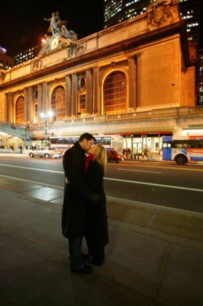 Romantic moment in front of Grand Central Station