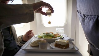 Flugzeugessen im Flieger