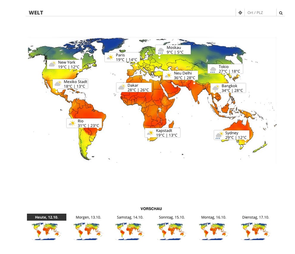 Wetterkarte, Wetter, Travelbook