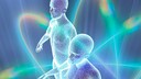 Illustration einer Teleportation von Menschen