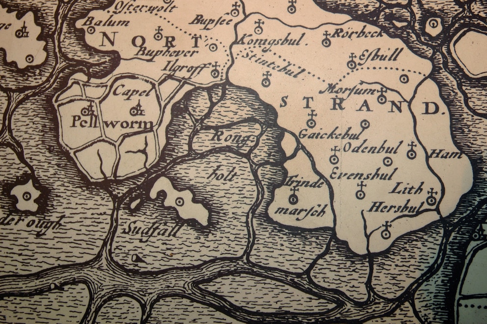 Karte der versunkenen Siedlung Rungholt