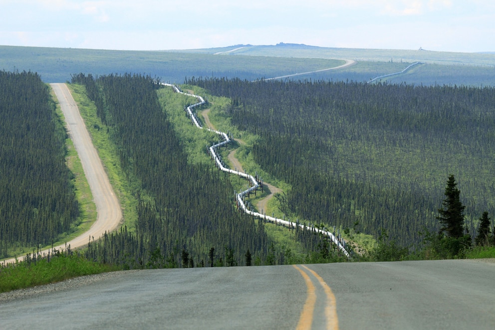 Der Dalton Highway verläuft entlang der Trans-Alaska-Pipeline