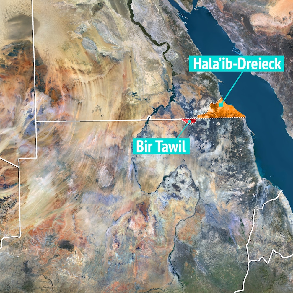 Bir Tawil und Hala'ib-Dreieck auf der Landkarte