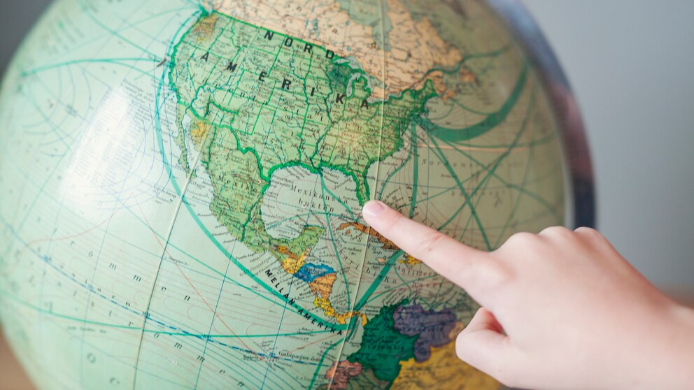 Amerikanische Staaten auf einem Globus