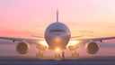 Flughafen bei Sonnenuntergang