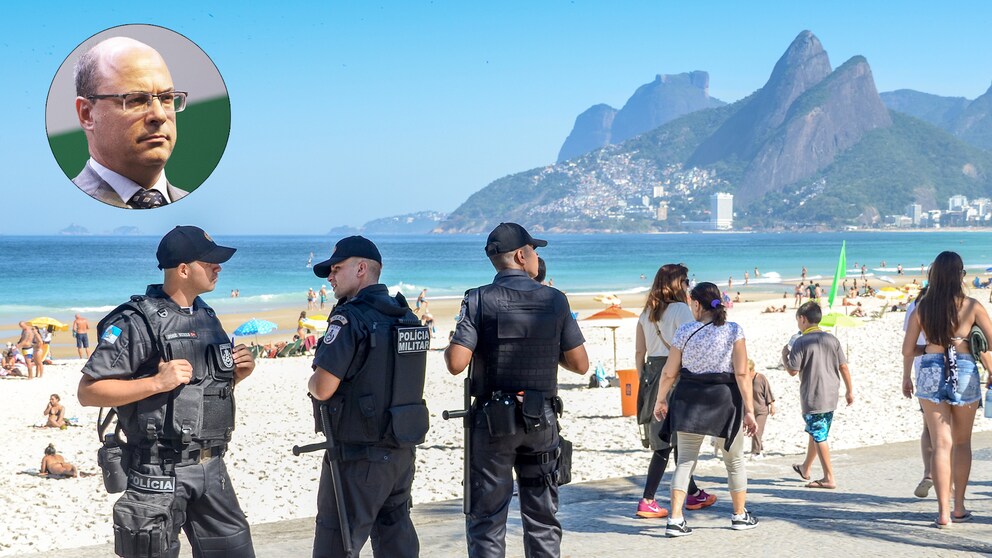Militärpolizisten am Strand von Ipanema, Gouverneur Wilson Witzel