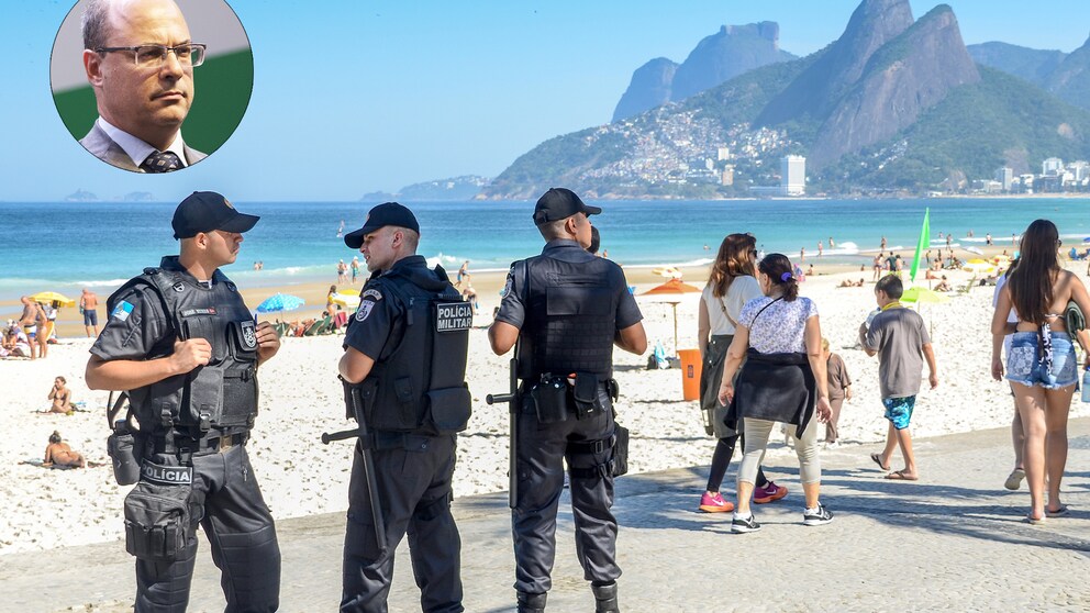 Militärpolizisten am Strand von Ipanema, Gouverneur Wilson Witzel