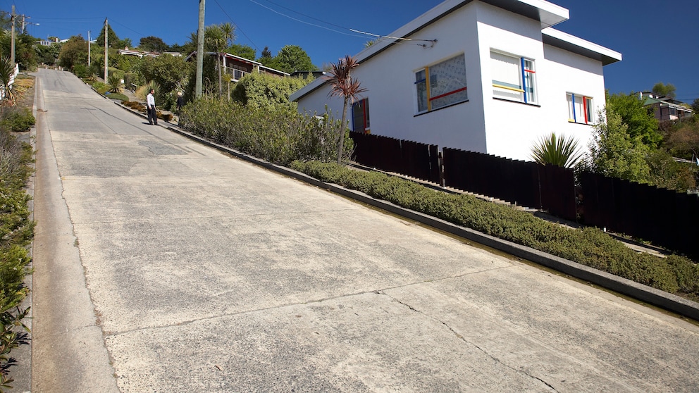 Die Baldwin Street in Dunedin hat eine Steigung von 35 Prozent