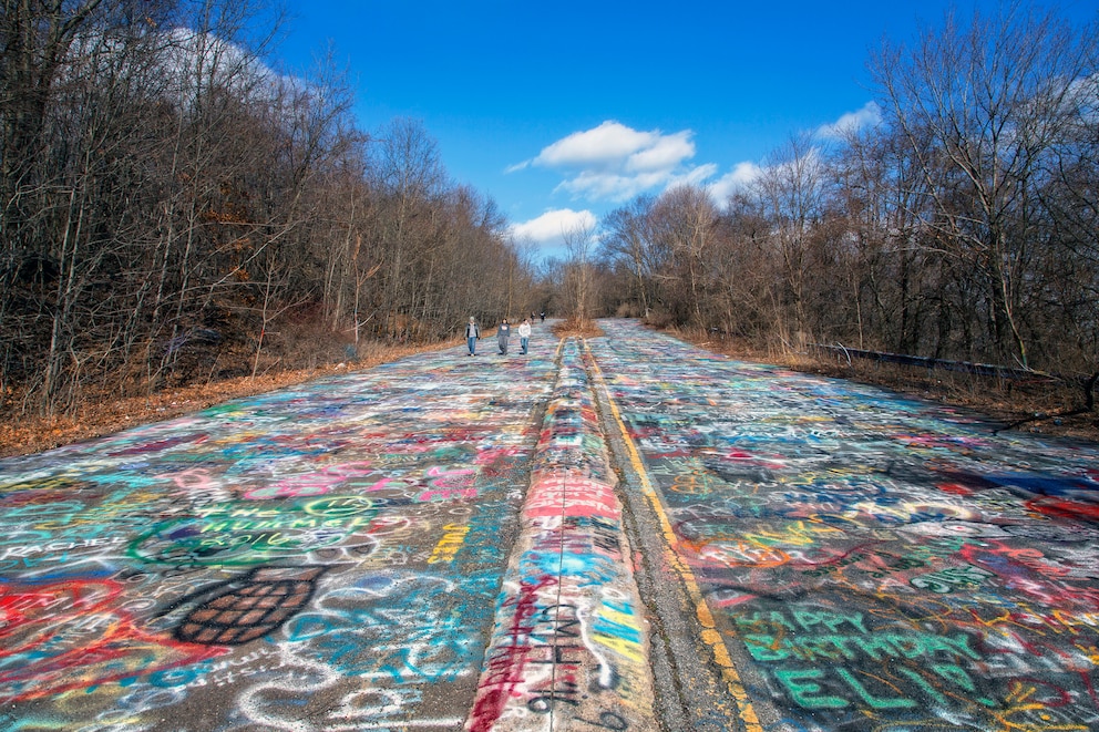 Der Graffiti Highway, die Route 61, in Pennsylvania, USA