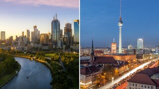Die Skylines von Melbourne und Berlin