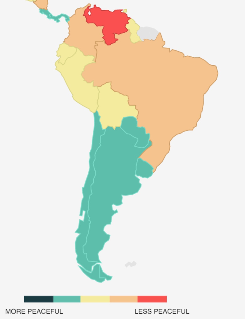 Global Peace Index 2020 für Südamerika