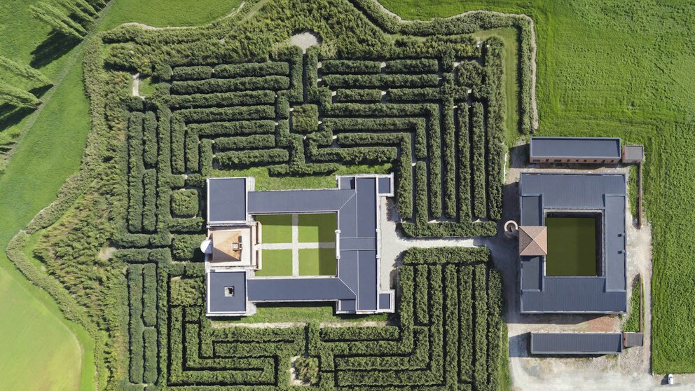 Das Labyrinth von oben. Insgesamt ist das Areal 8 Hektar groß, der Irrgarten selbst bedeckt eine Fläche von 7 Hektar