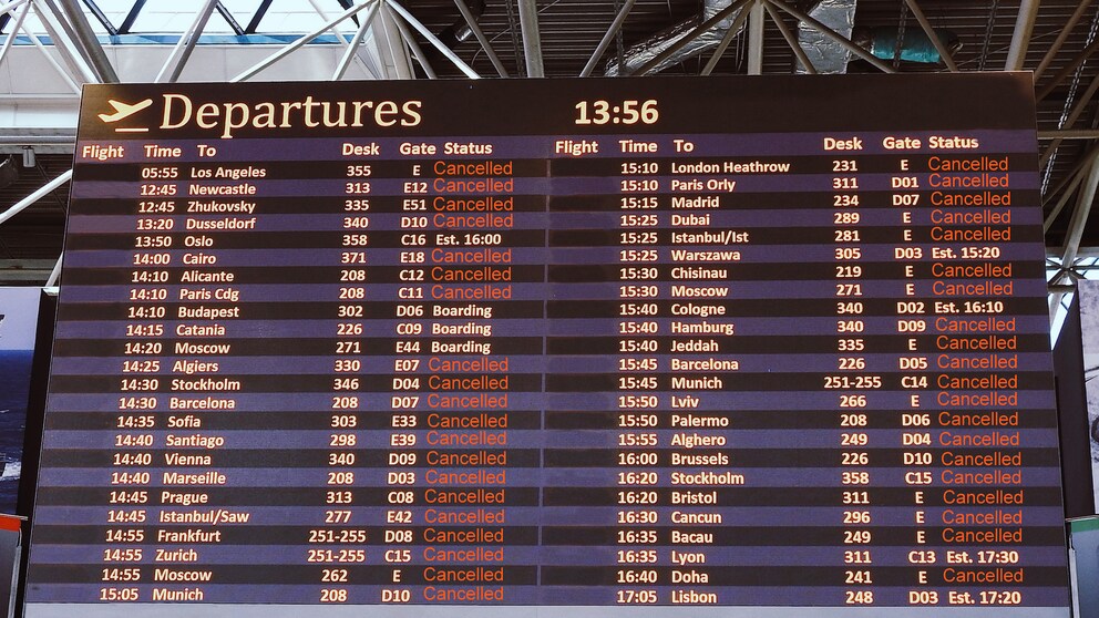 Anzeigetafel im Flughafen