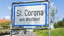 Ortsschild von Corona am Wechsel