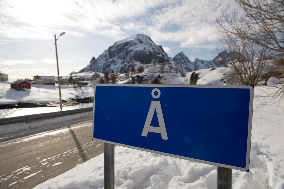 Ortsschild von Å auf den Lofoten