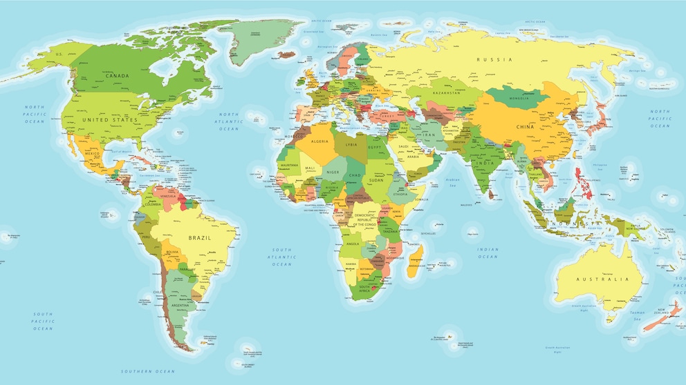 Erdkunde-Quiz Weltkarte