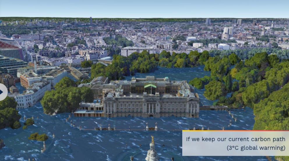 Wie der Buckingham Palace bei einer Erwärmung von 3 Grad Celsius aussehen könnte