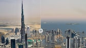 Orte vor und nach dem Klimawandel Collage