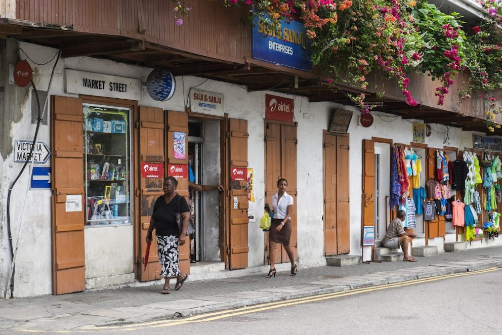 A street in Victoria, the capital of the Seychelles on Mahé