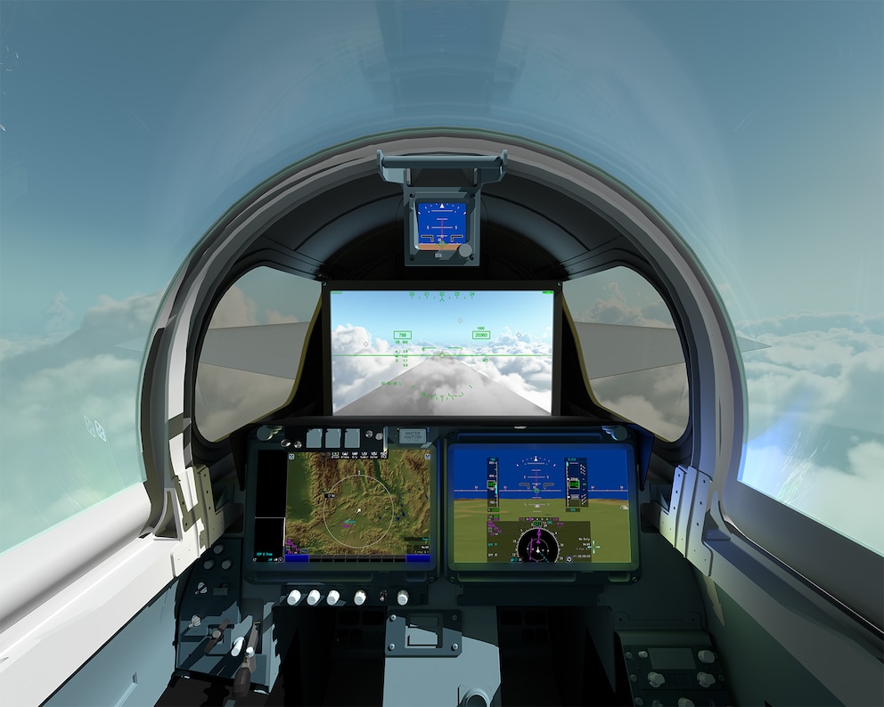 So soll der Cockpit der „Son of Concorde“ aussehen. Statt eines großen Fensters gibt es nach vorne ausgerichtet einen 4-K-Monitor, der die Bilder von zwei Kameras, die außen am Flugzeug angebracht sind, überträgt.