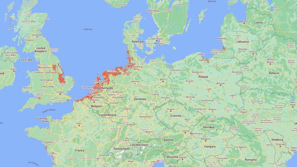 Karte zeigt Überschwemmungsgebiete