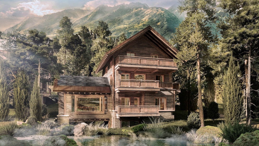 So soll eines der Chalets den Renderings zufolge aussehen