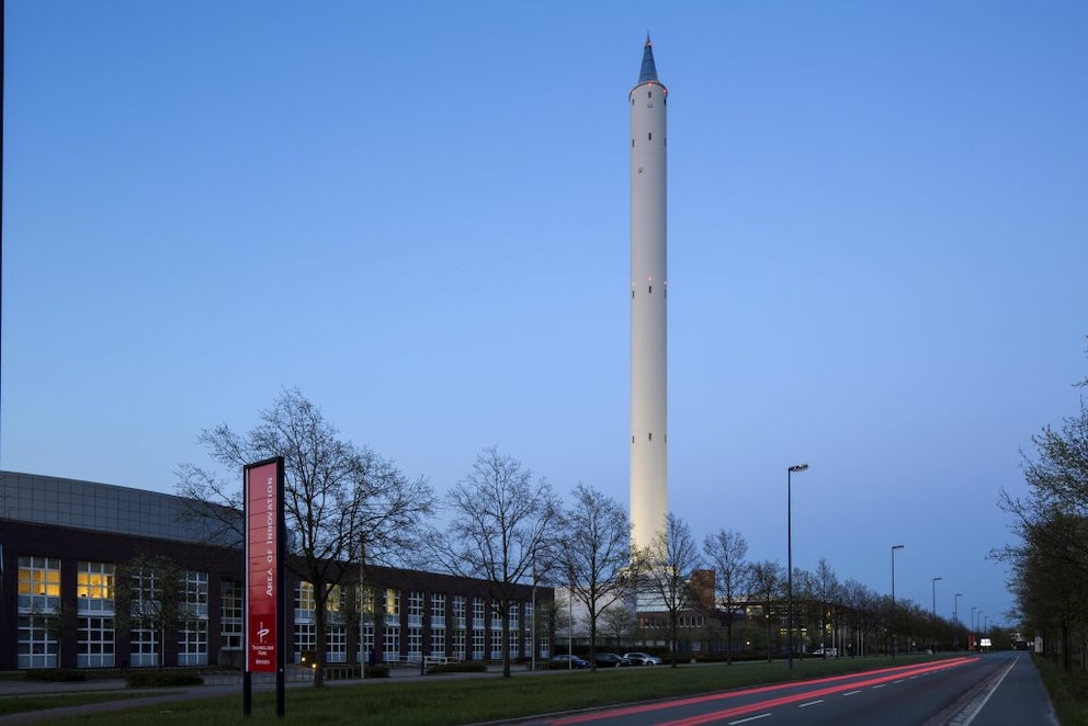 The drop tower in Bremen is used for experiments in weightlessness
