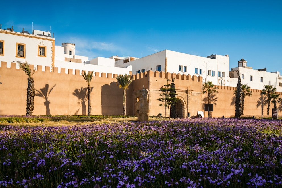 Die Stadtmauer von Essaouira in Marokko 