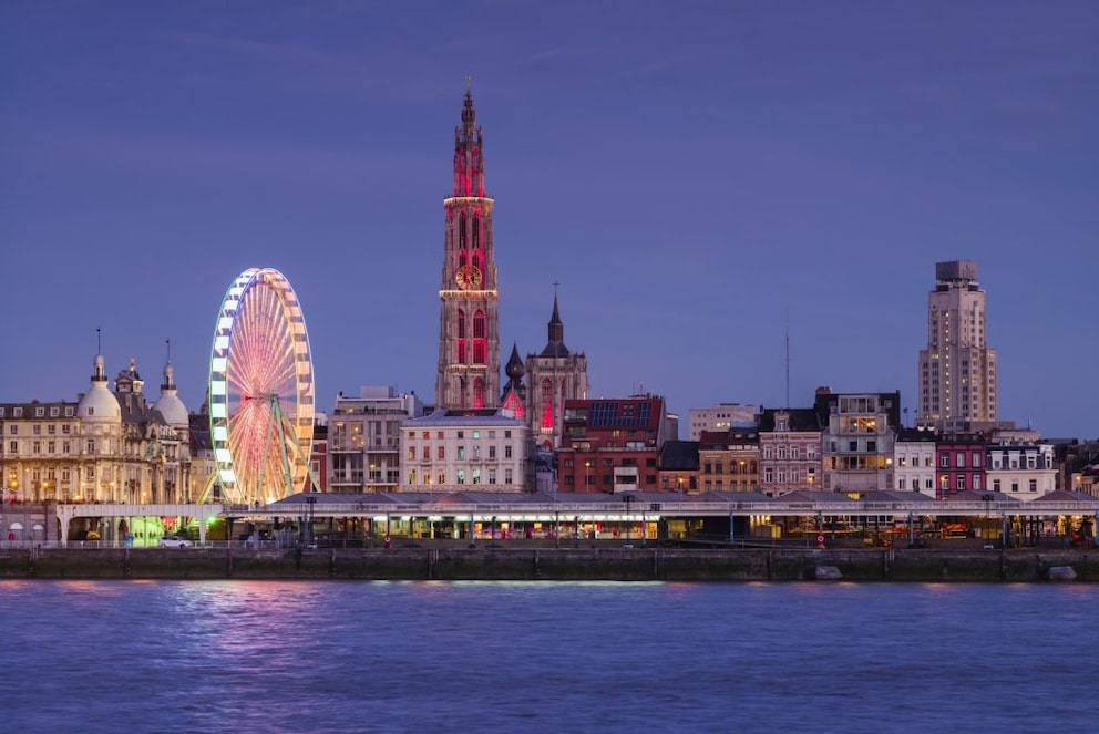 View of Antwerp's city center from the Scheldt