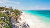 Blick auf den Strand von Tulum