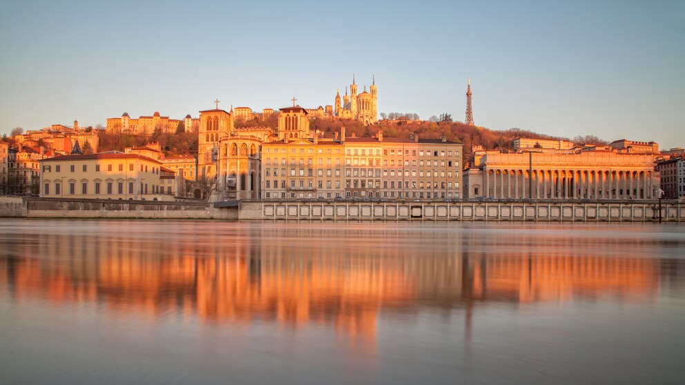 Blick auf den Fluss Saône in Lyon