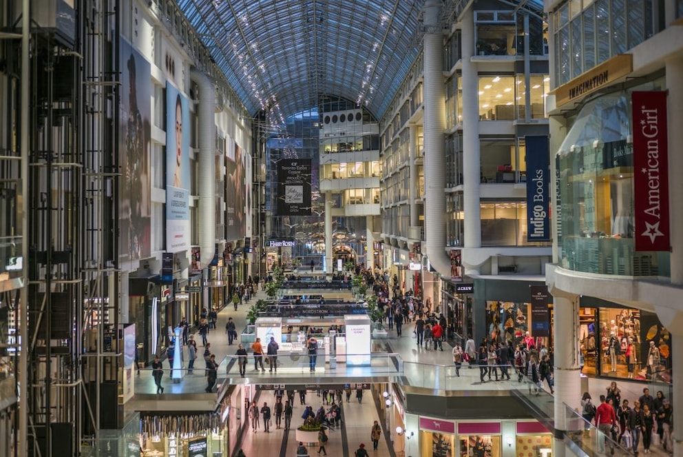 The Eaton Center is a gigantic shopping mall in Toronto