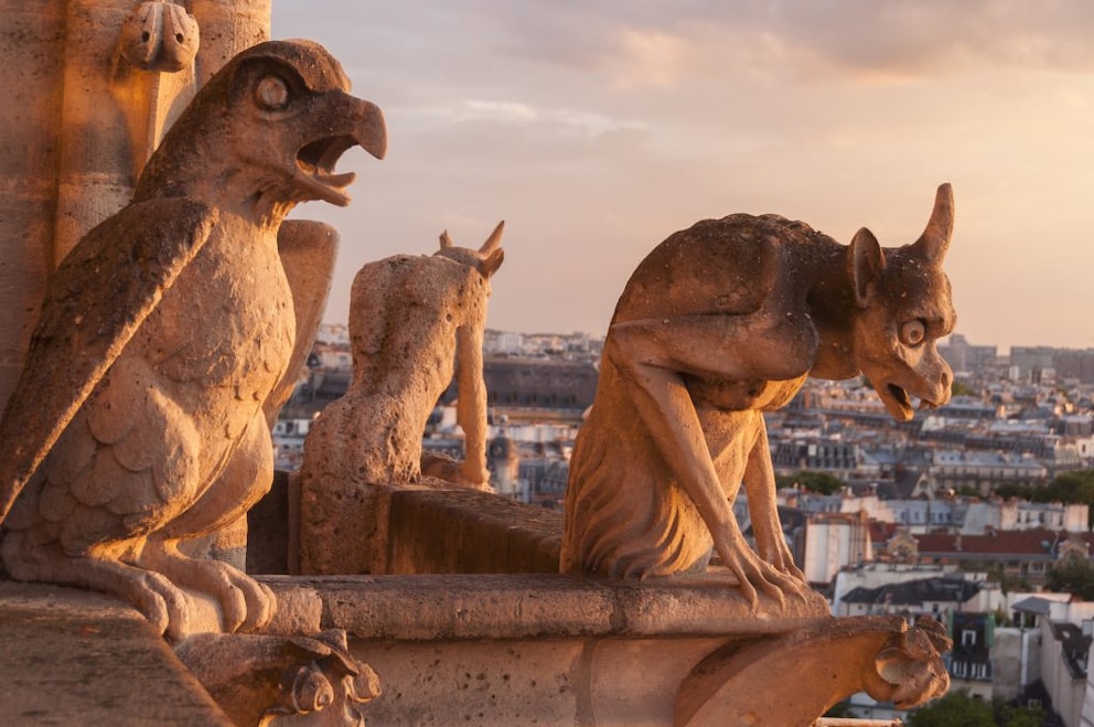 The famous gargoyles on Notre-Dame